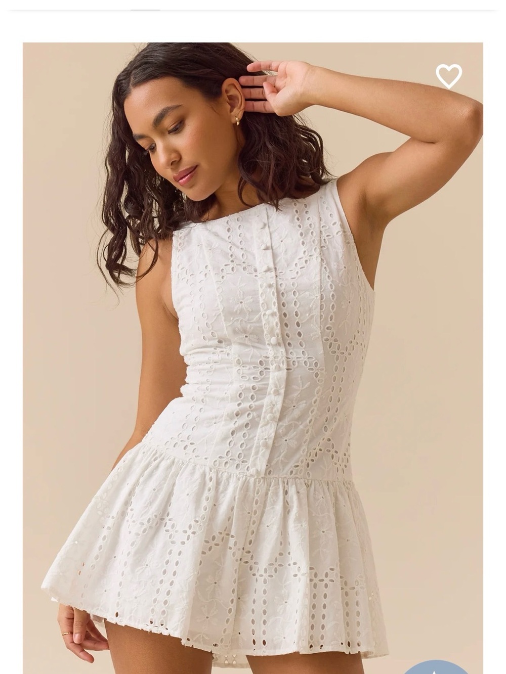 Altar'd State White Eyelet Fit-and-Flare Mini Dress/Romper